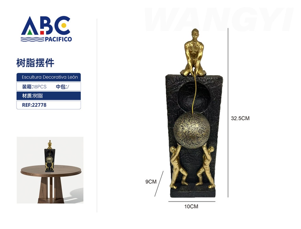 Escultura decorativa en resina, 10*9*32.5cm