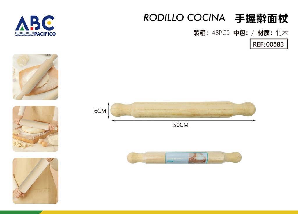 Rodillo de cocina de madera de bambù 6*50