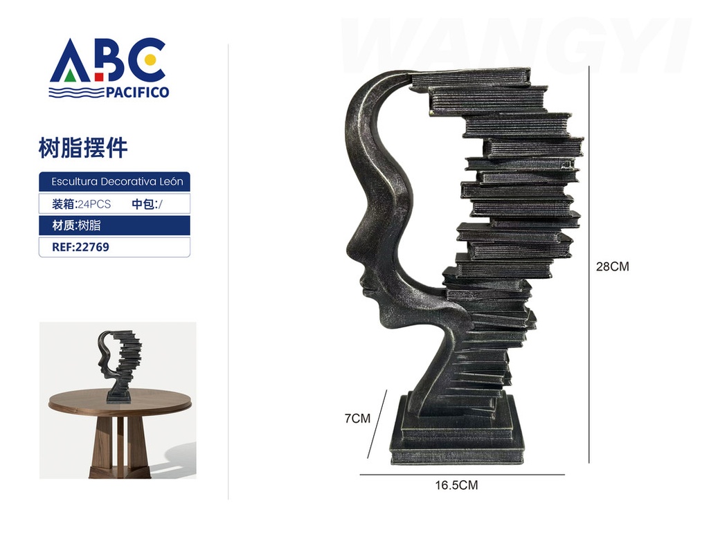 Escultura decorativa en resina, 16.5*7*28cm