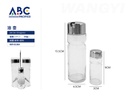 Set para especias de vidrio con tapa y base a la medida de acero