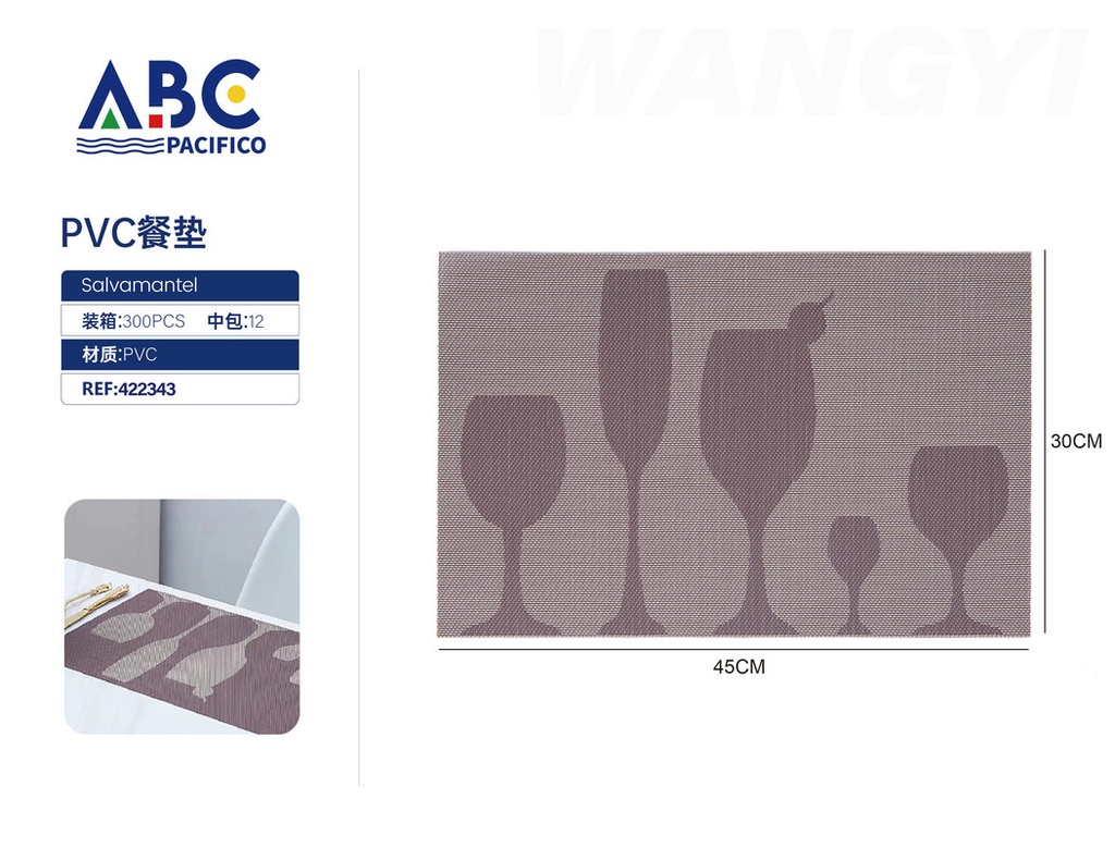 Mantel individual rectangular de pvc 30*45cm