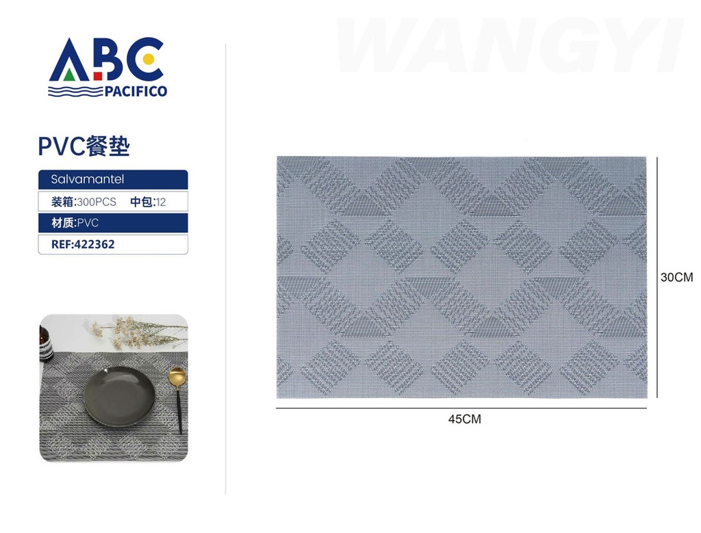 Salvamantel rectangular individual de pvc 30*45cm