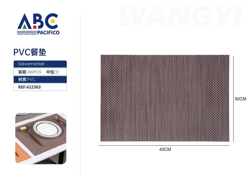 Salvamantel rectangular individual de pvc 30*45cm