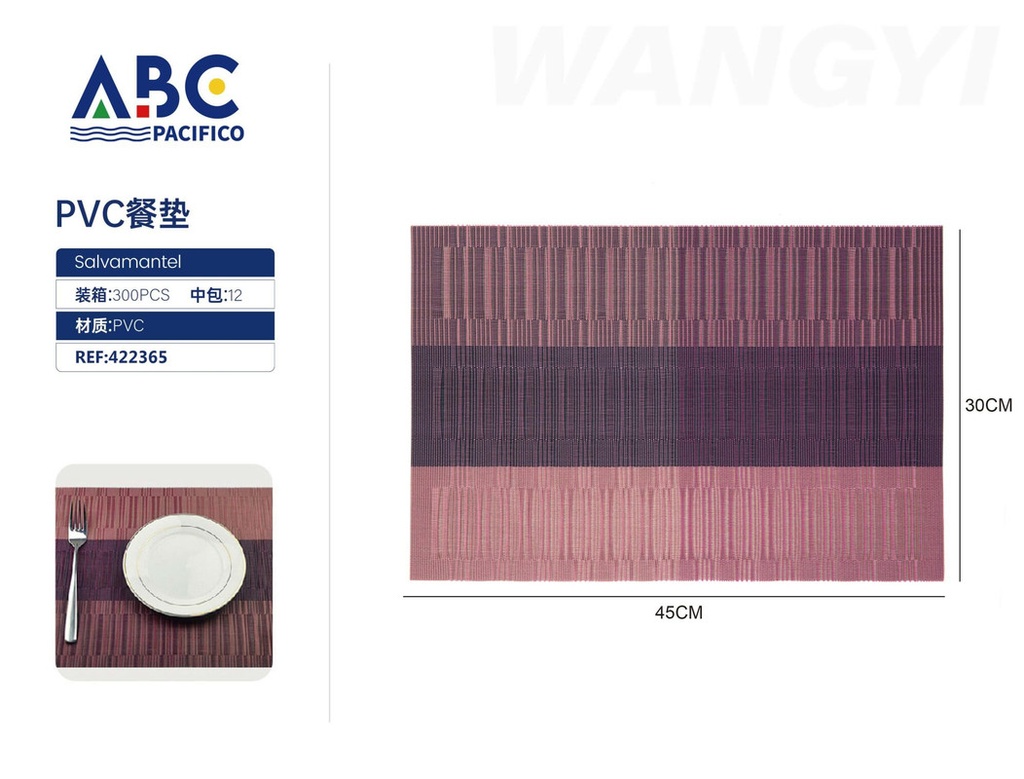 Salvamantel rectangular individual de pvc 30*45cm