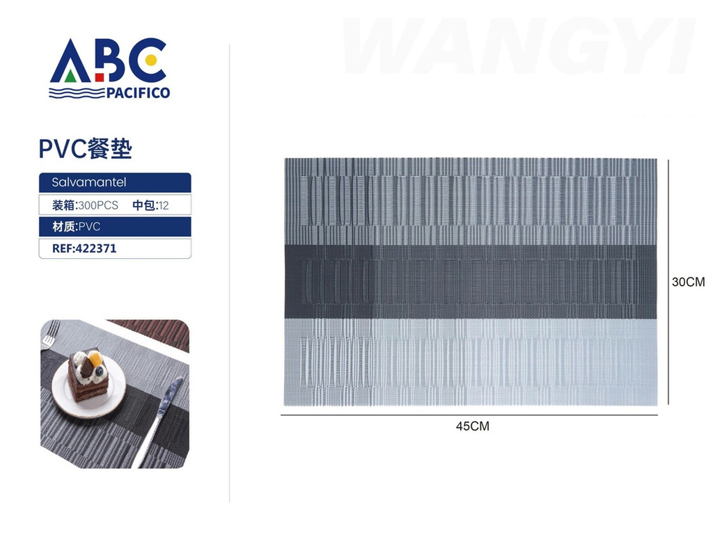 Salvamantel rectangular individual de pvc 30*45cm