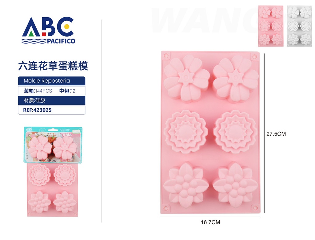 Molde de silicona para pastel con figuras de flores 6 cavidades