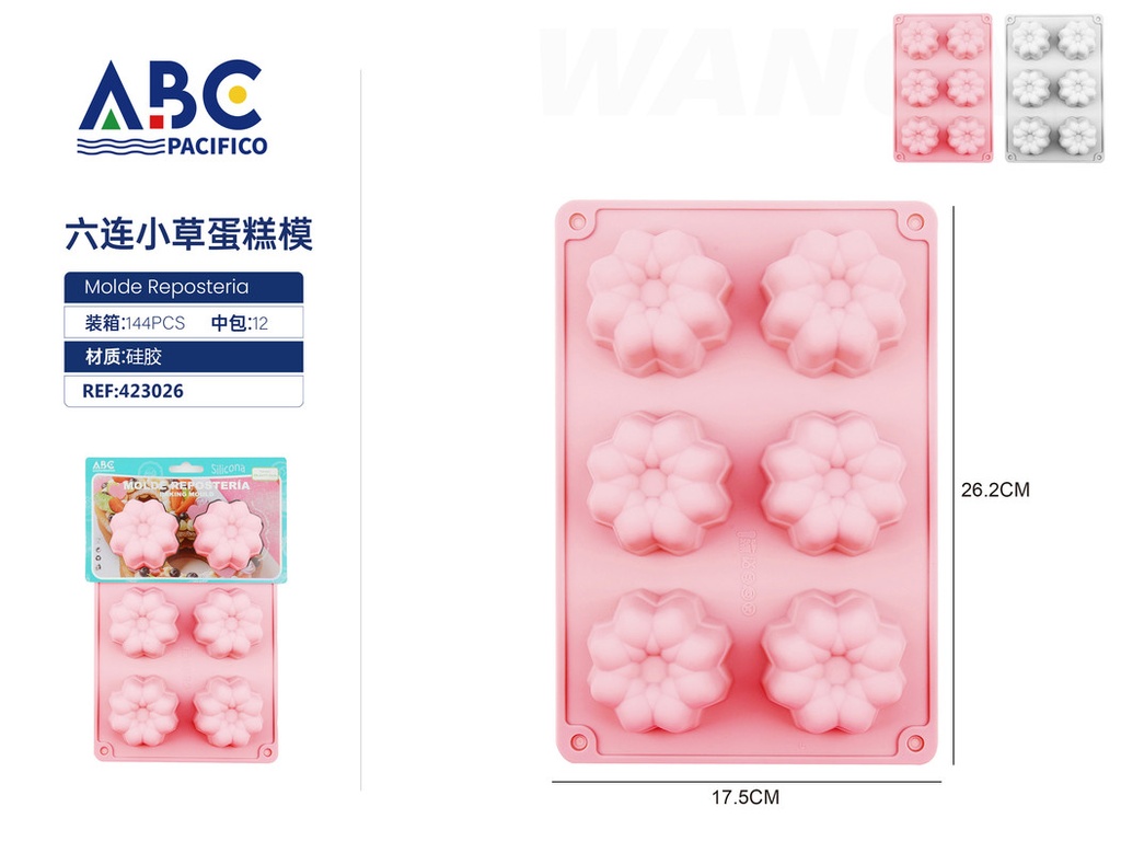 Molde de silicona para pastel con figuras de flores 6 cavidades