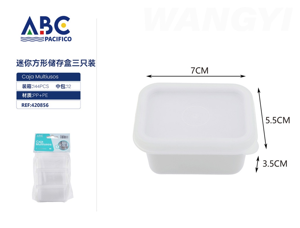 Mini caja de almacenamiento cuadrada de tres