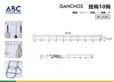 Perchas de metal con 10 ganchos en plata galvanizada