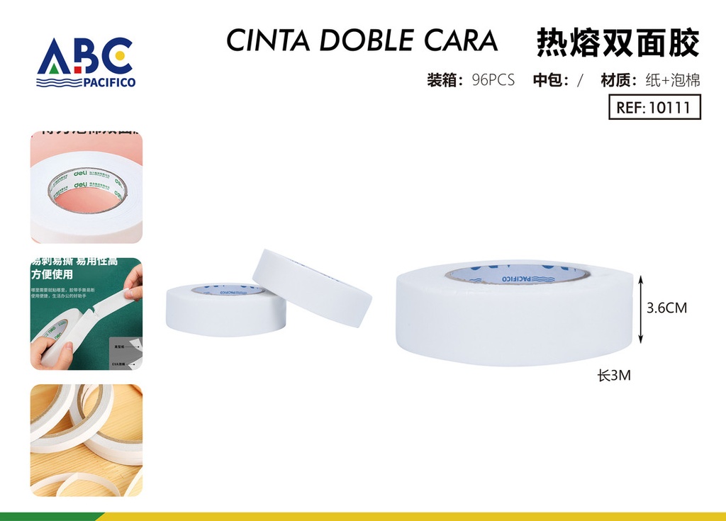 Cinta adhesiva de doble cara 3.6cm*3m