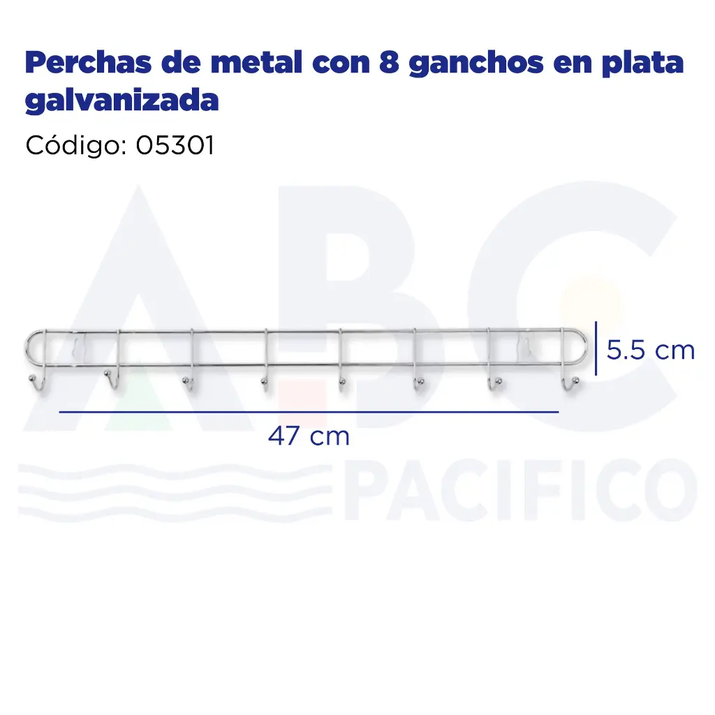 Perchas de metal con 8 ganchos en plata galvanizada