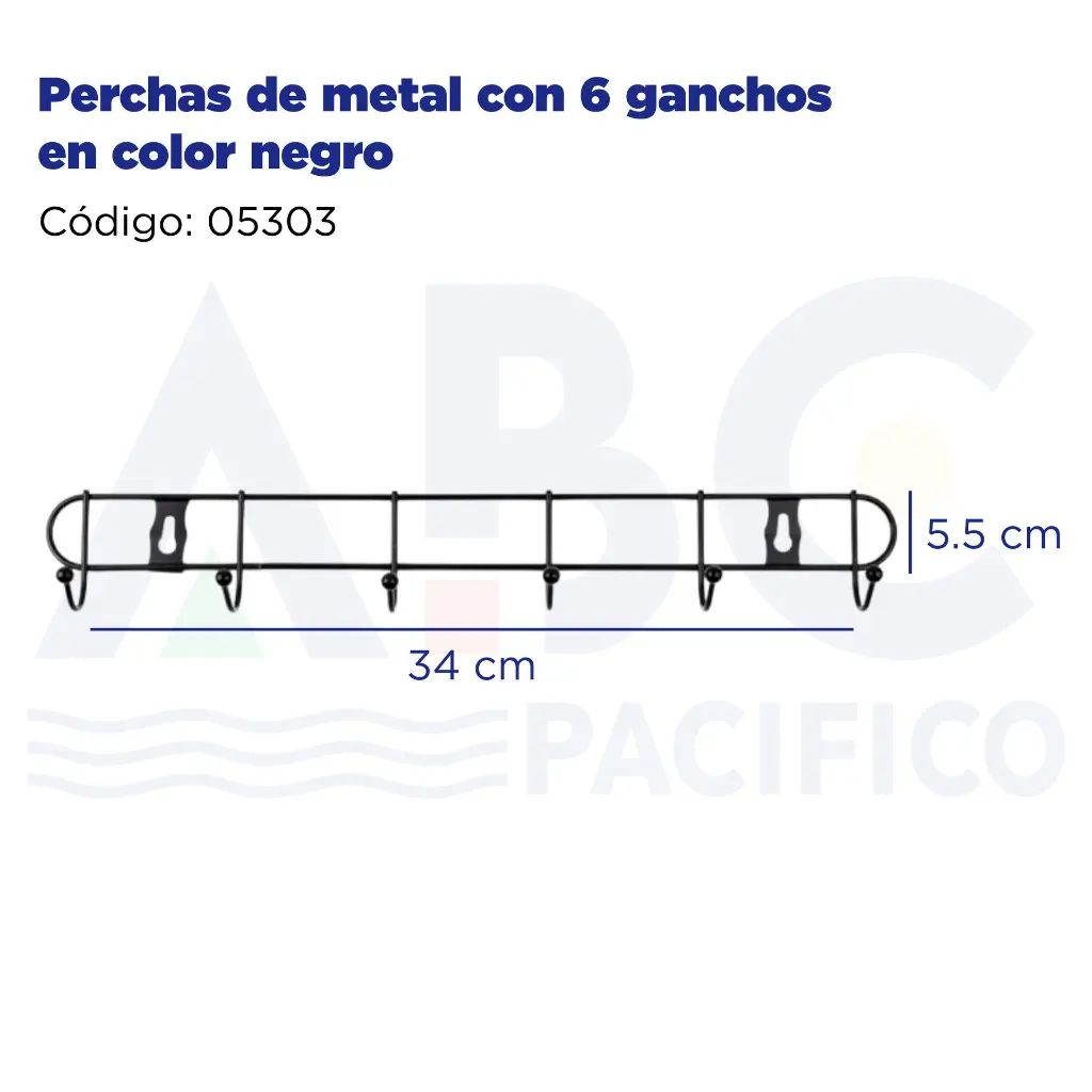 Perchas de metal con 6 ganchos en color negro