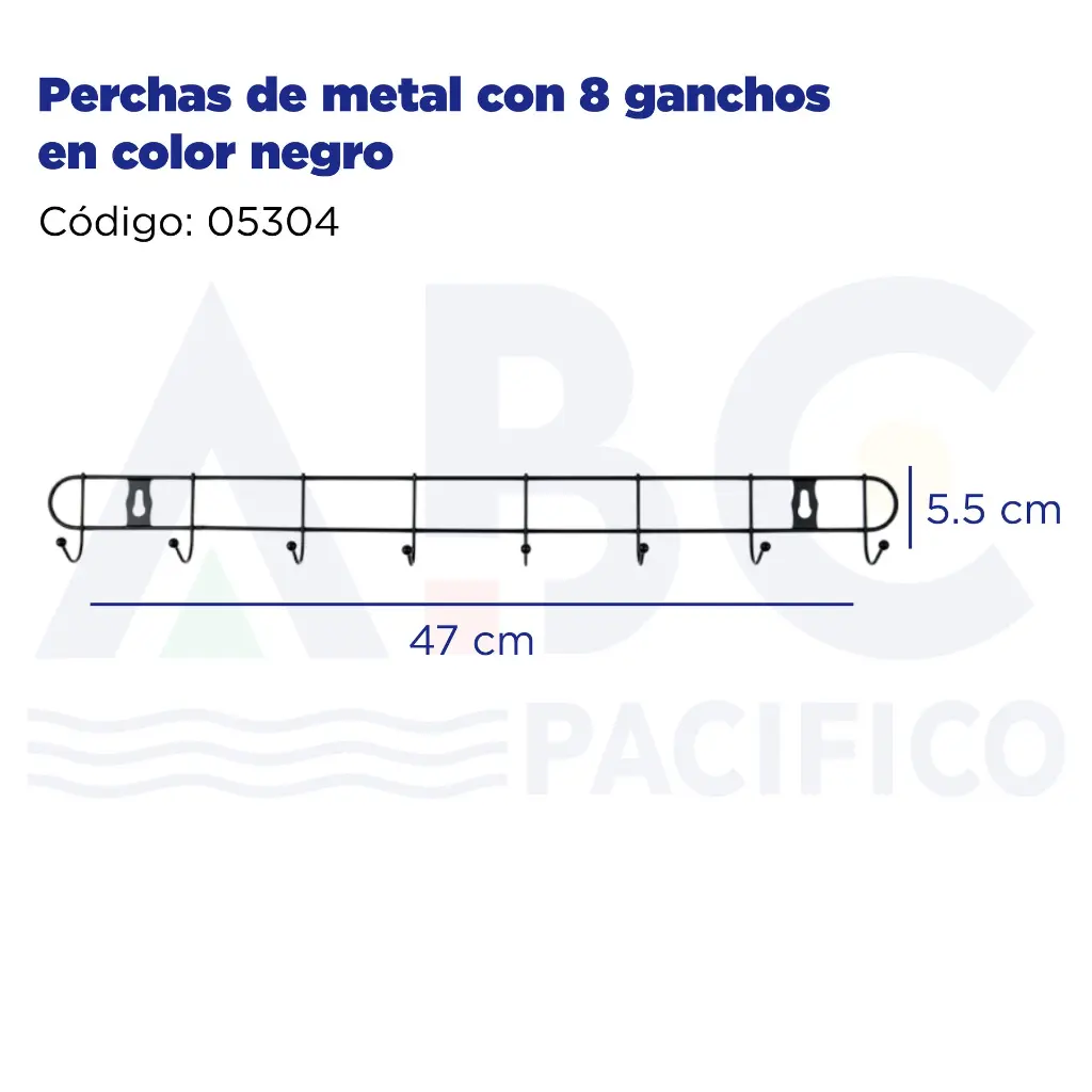Perchas de metal con 8 ganchos en color negro
