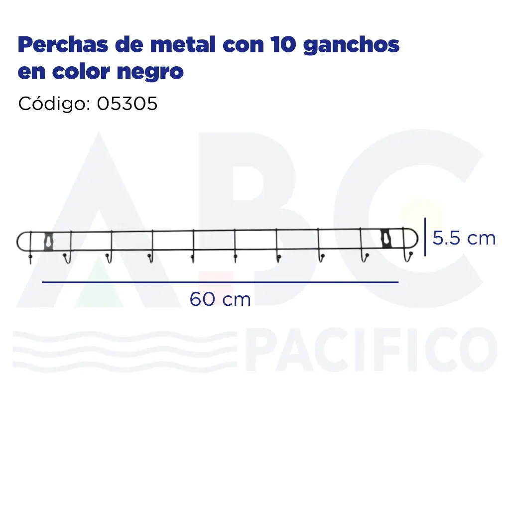 Perchas de metal con 10 ganchos en color negro