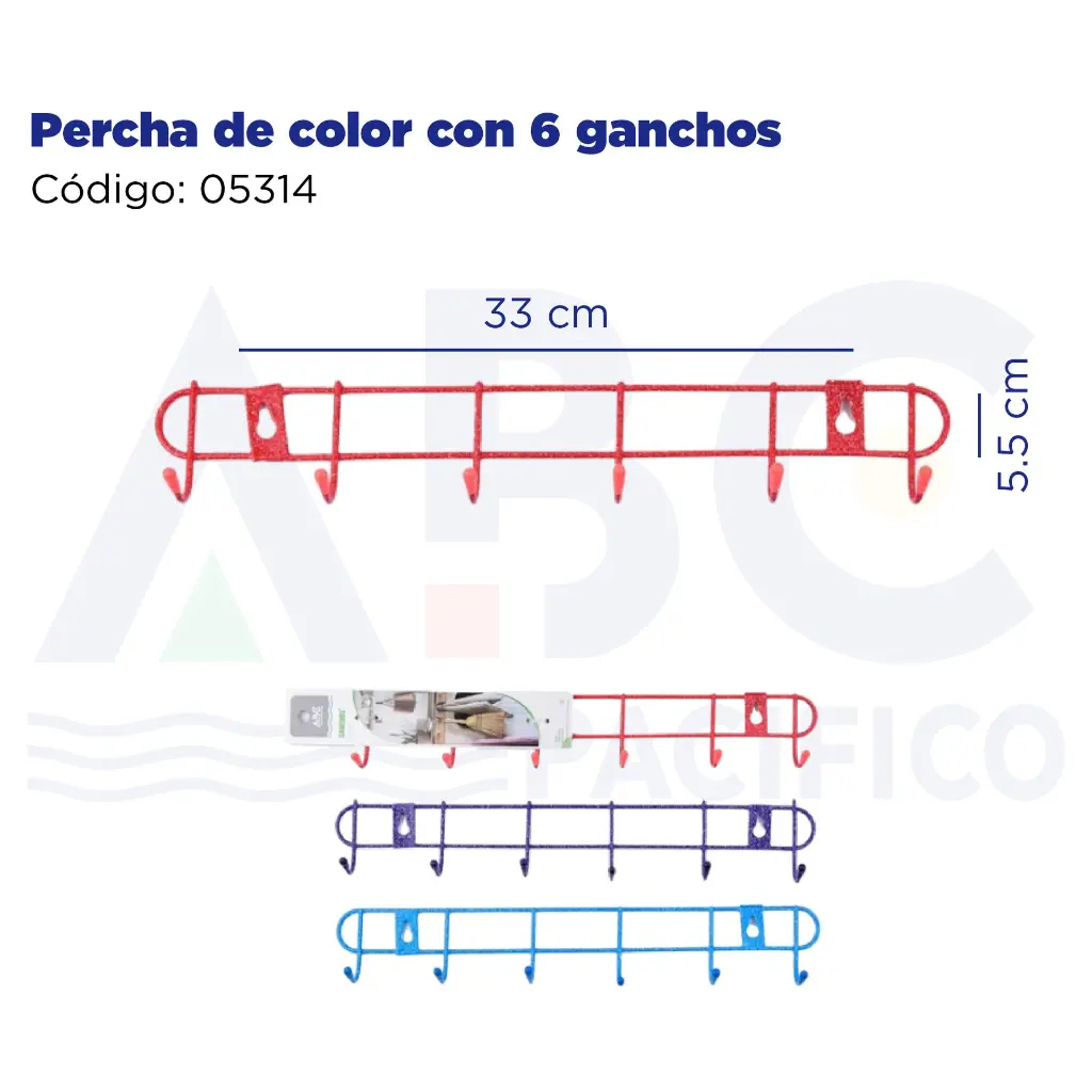 [05314] Percha de color con 6 ganchos