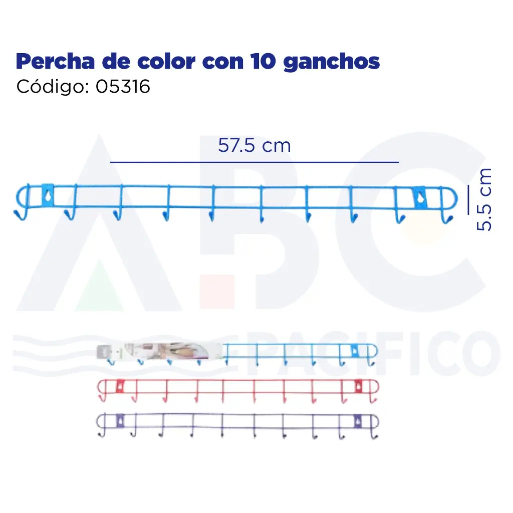 [05316] Percha de color con 10 ganchos