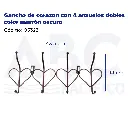 [05323] Gancho de corazon con 4 anzuelos dobles color marrón oscuro