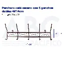 Perchero café oscuro con 5 ganchos dobles 41*14cm