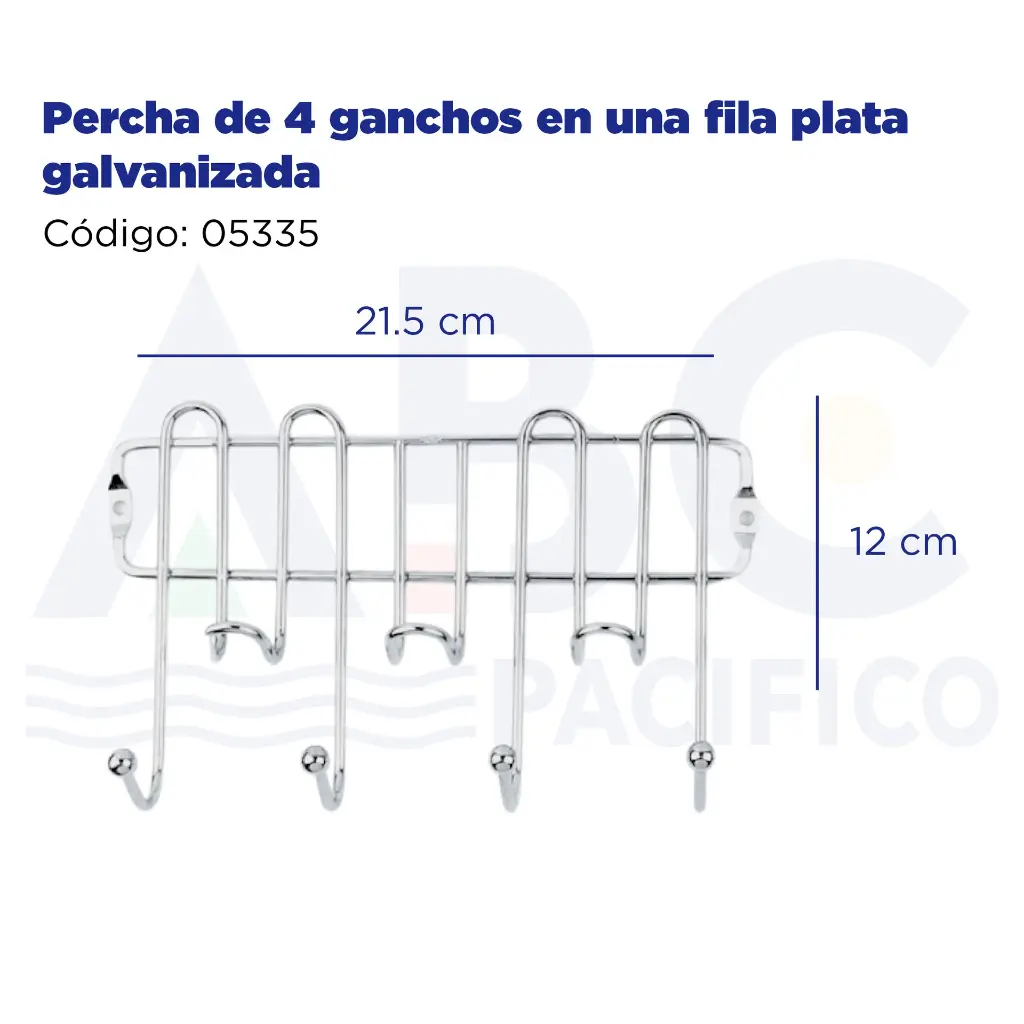 [05335] Percha de 4 ganchos en una fila plata galvanizada