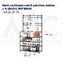 Rack multiusos con 8 ganchos dobles y 4 niveles 155*80cm