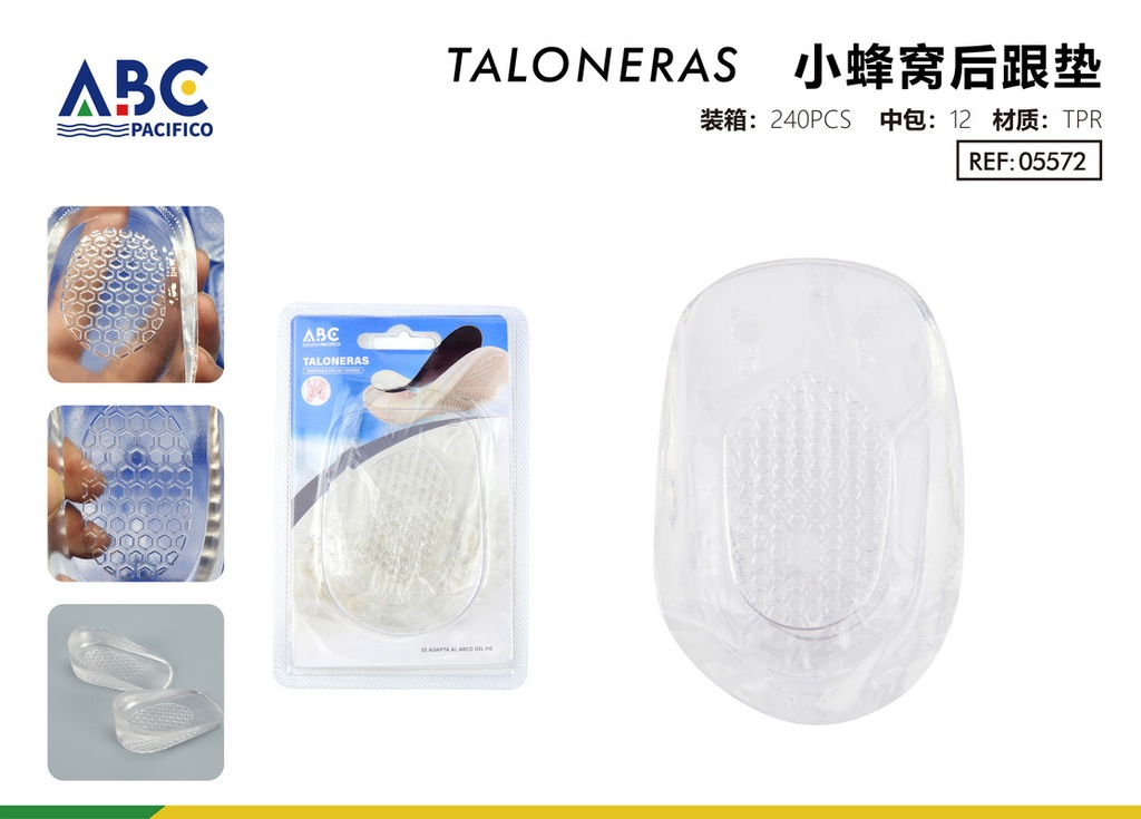 Talonera transparente de PU para descanso y absorción de impacto