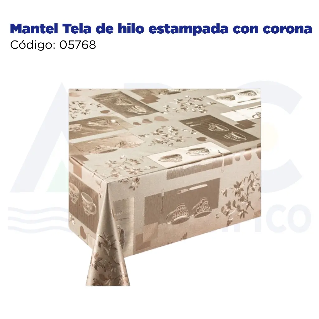 Mantel Tela de hilo estampada con corona