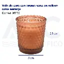 Vela de cera con aroma vaso en relieve color naranja