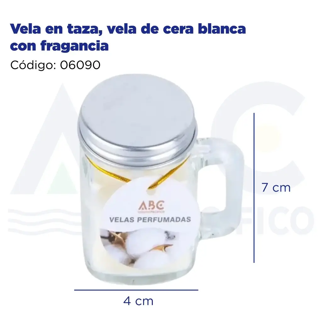 Vela en taza, vela de cera blanca con fragancia
