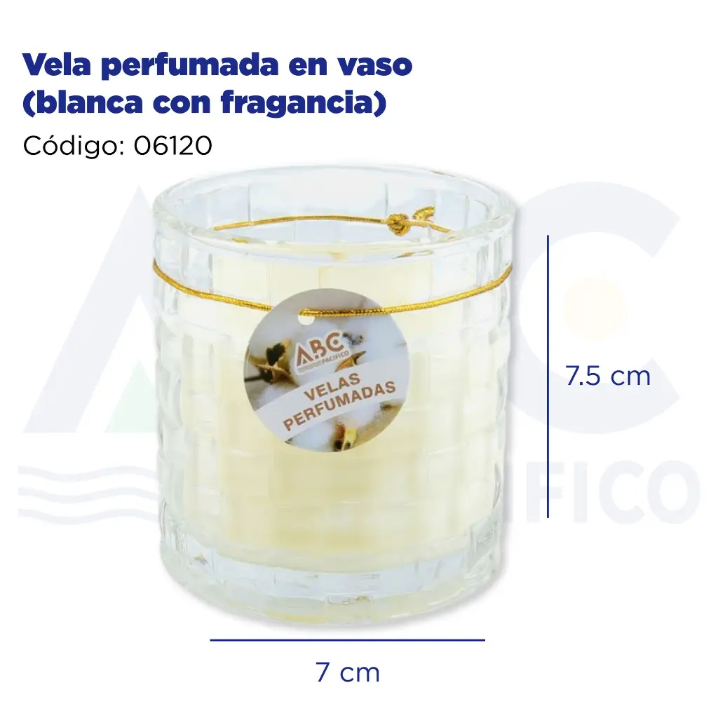Vela perfumada en vaso (blanca con fragancia)