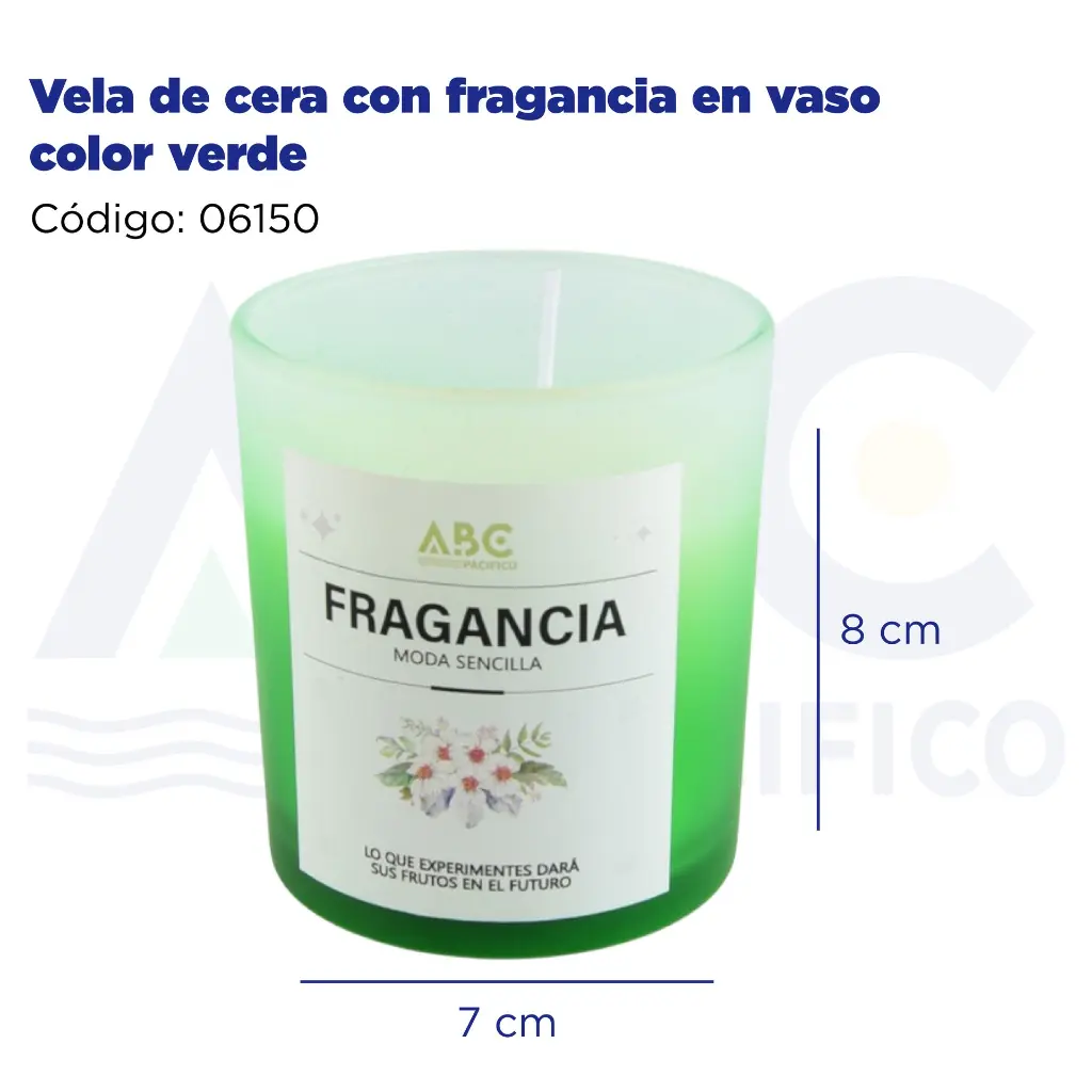 Vela de cera con fragancia en vaso color verde