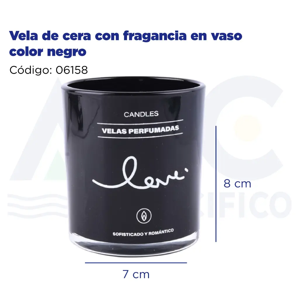 [06158] Vela de cera con fragancia en vaso color negro