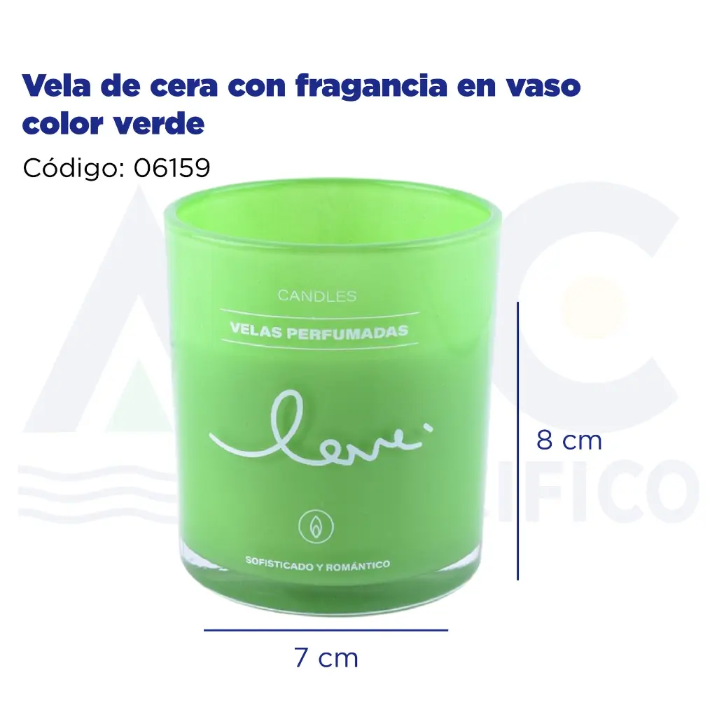 [06159] Vela de cera con fragancia en vaso color verde