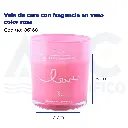 [06160] Vela de cera con fragancia en vaso color rosa