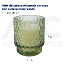 Vela de cera perfumada en vaso con relieve color verde