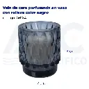 Vela de cera perfumada en vaso con relieve color negro
