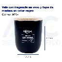 [06184] Vela con fragancia en vaso y tapa de madera en color negro