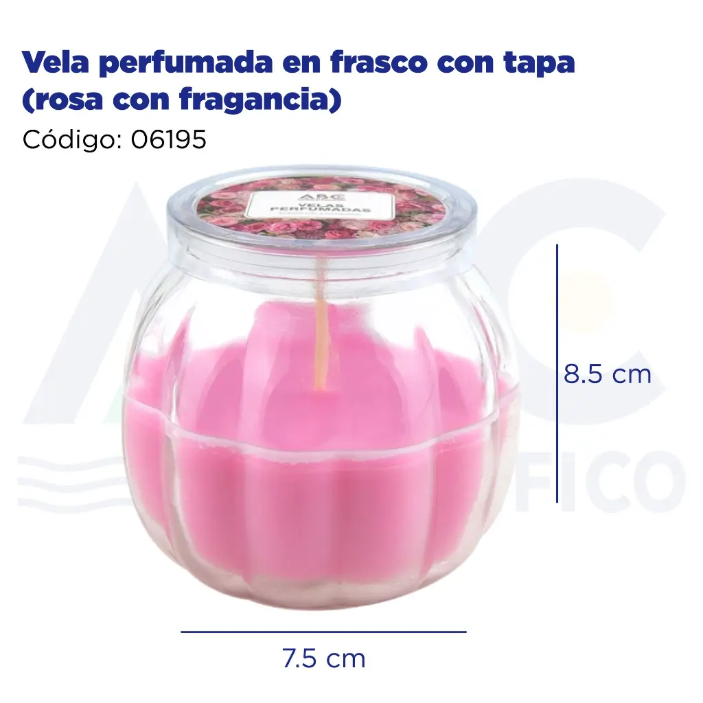 Vela perfumada en frasco con tapa (rosa con fragancia)