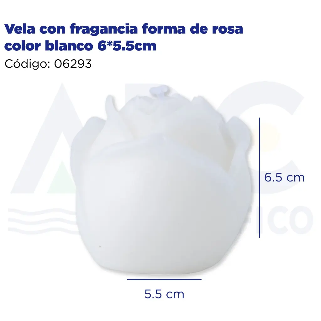 Vela con fragancia forma de rosa color blanco 6*5.5cm