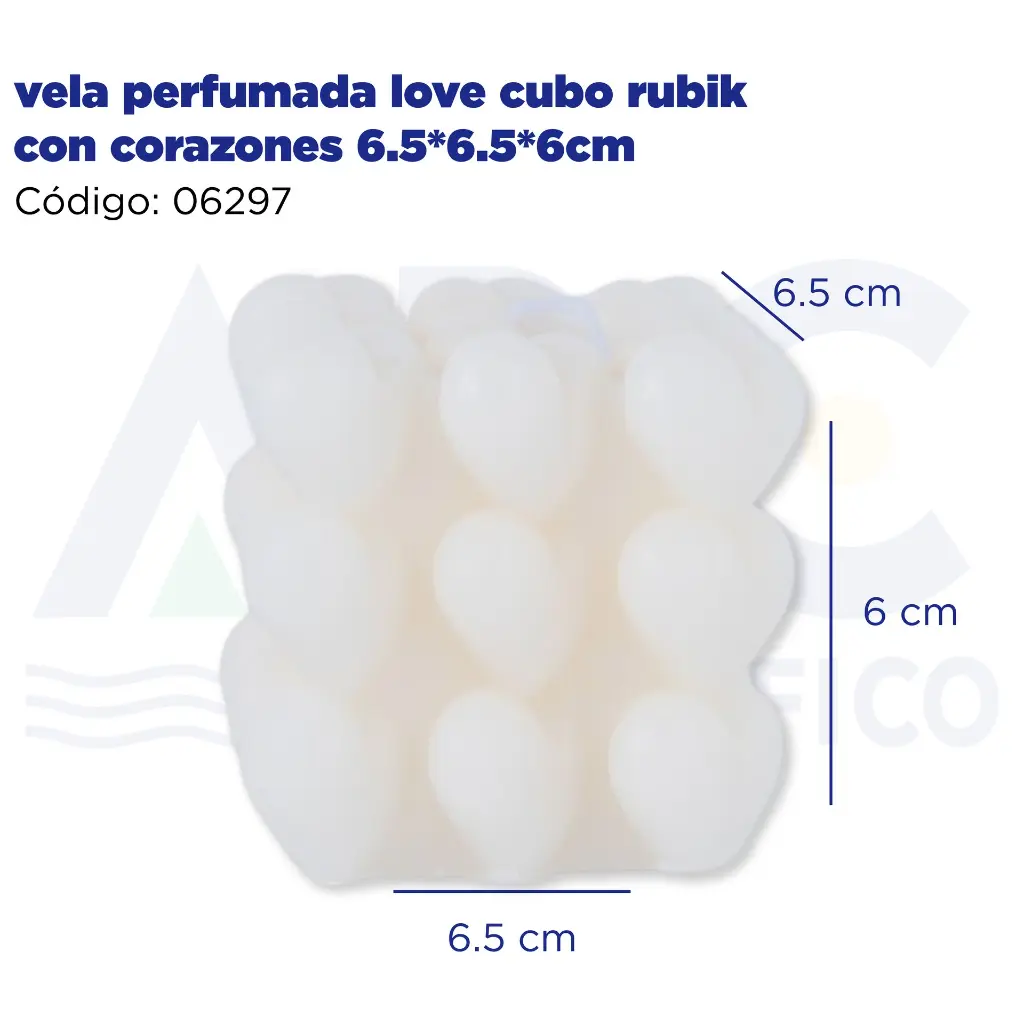 vela perfumada love cubo rubik con corazones 6.5*6.5*6cm