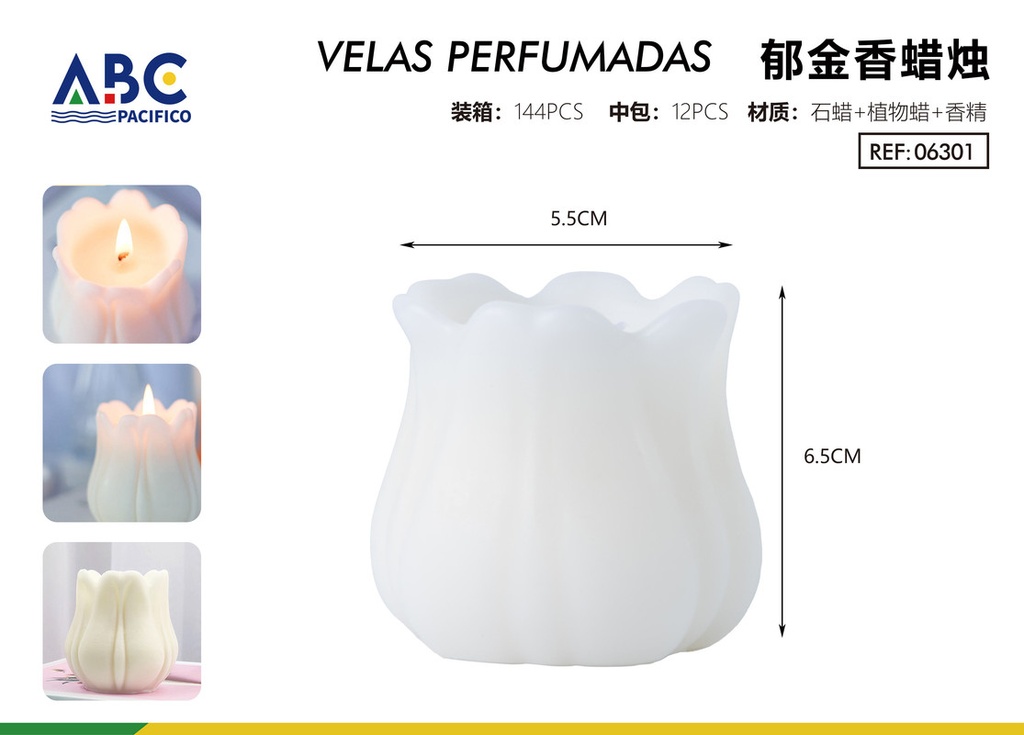 Vela perfumada forma de tulipán de 5.5 * 6.5