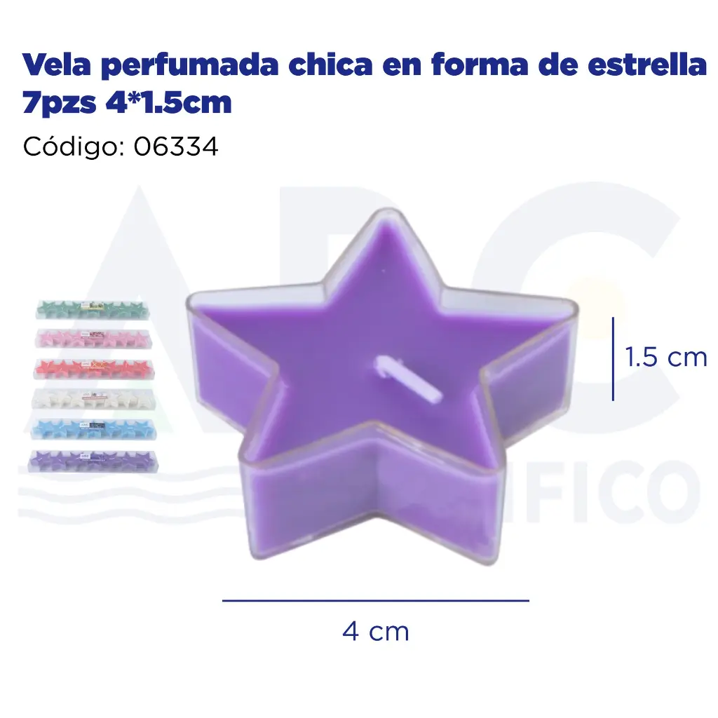 Vela perfumada chica en forma de estrella 7pzs 4*1.5cm