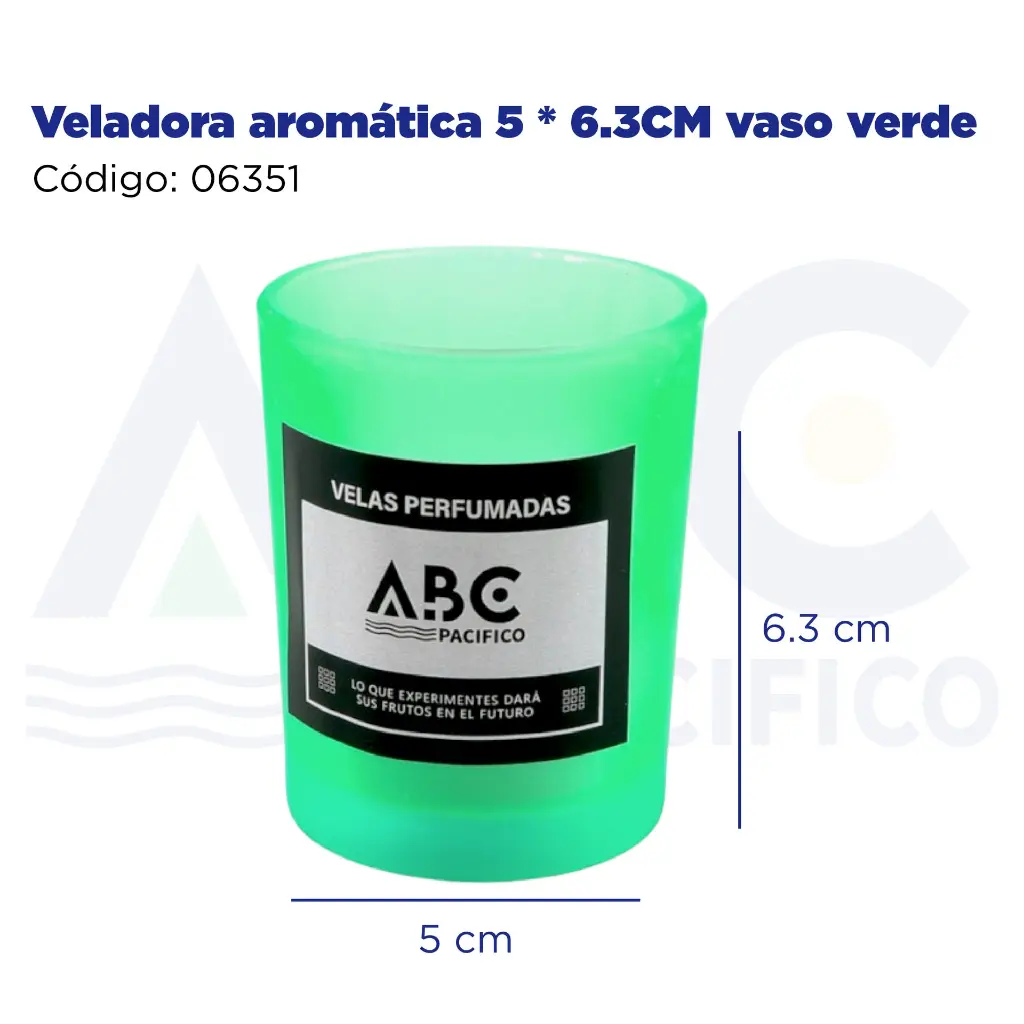 [06351] Veladora aromática 5 * 6.3CM vaso verde