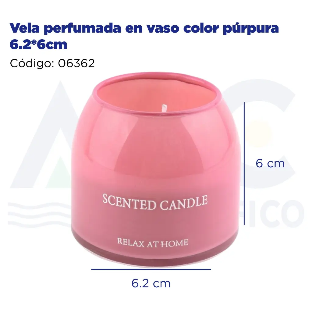 Vela perfumada en vaso color rosa 6.2*6cm