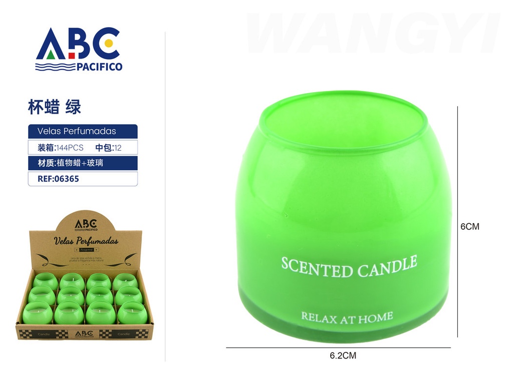 Vela perfumada en vaso color verde 6.2*6cm