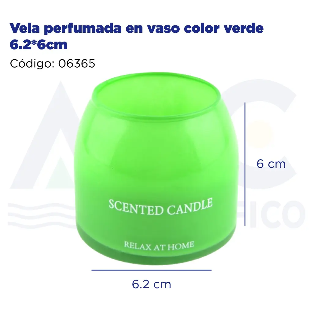 Vela perfumada en vaso color verde 6.2*6cm