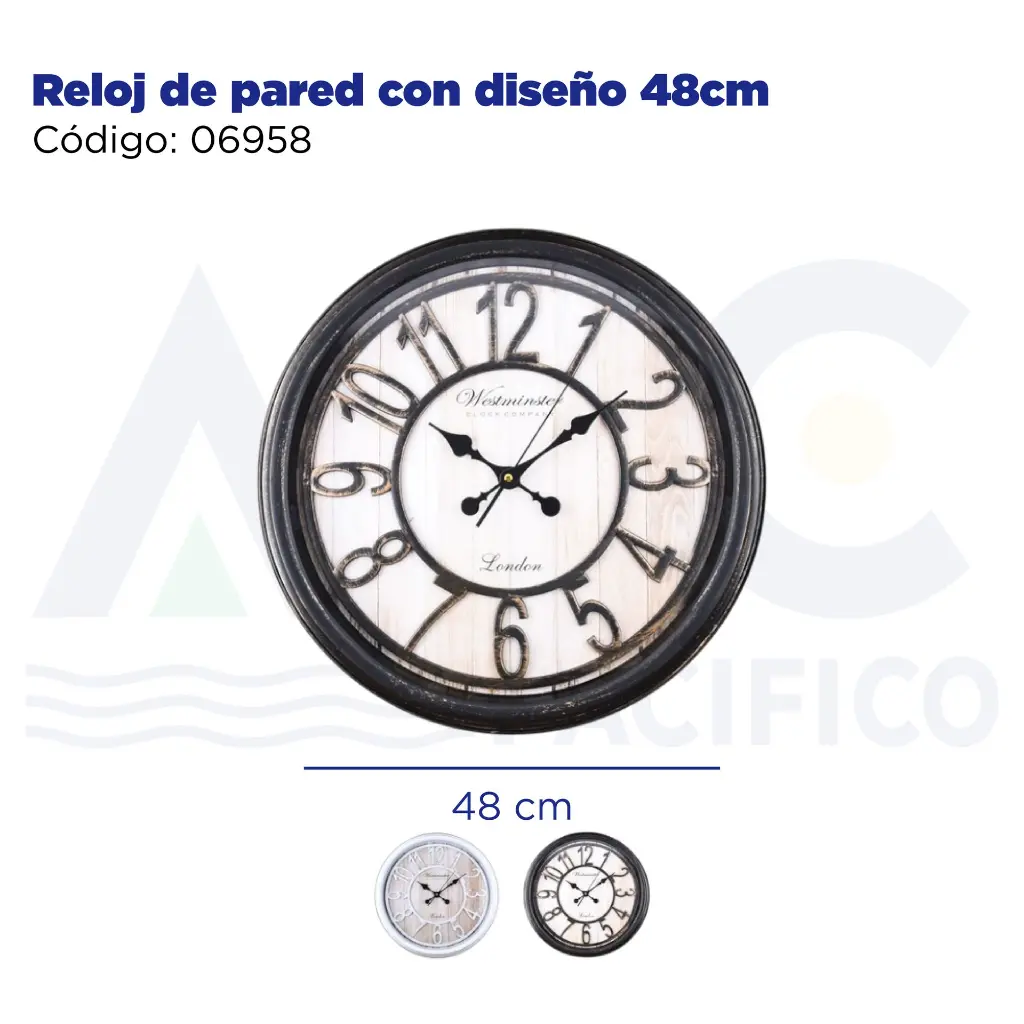 Reloj de pared con diseño 48cm