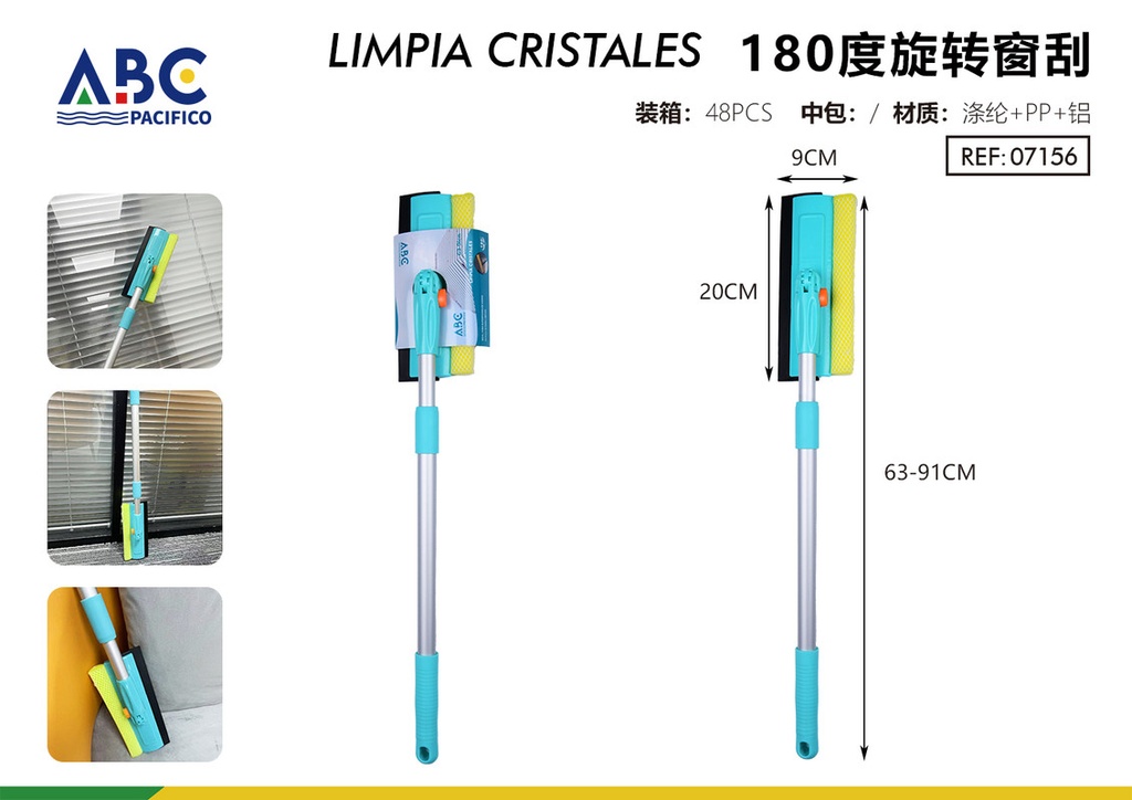 Limpia cristales giratorio 180° con bastón extensible 20*9*63-91cm