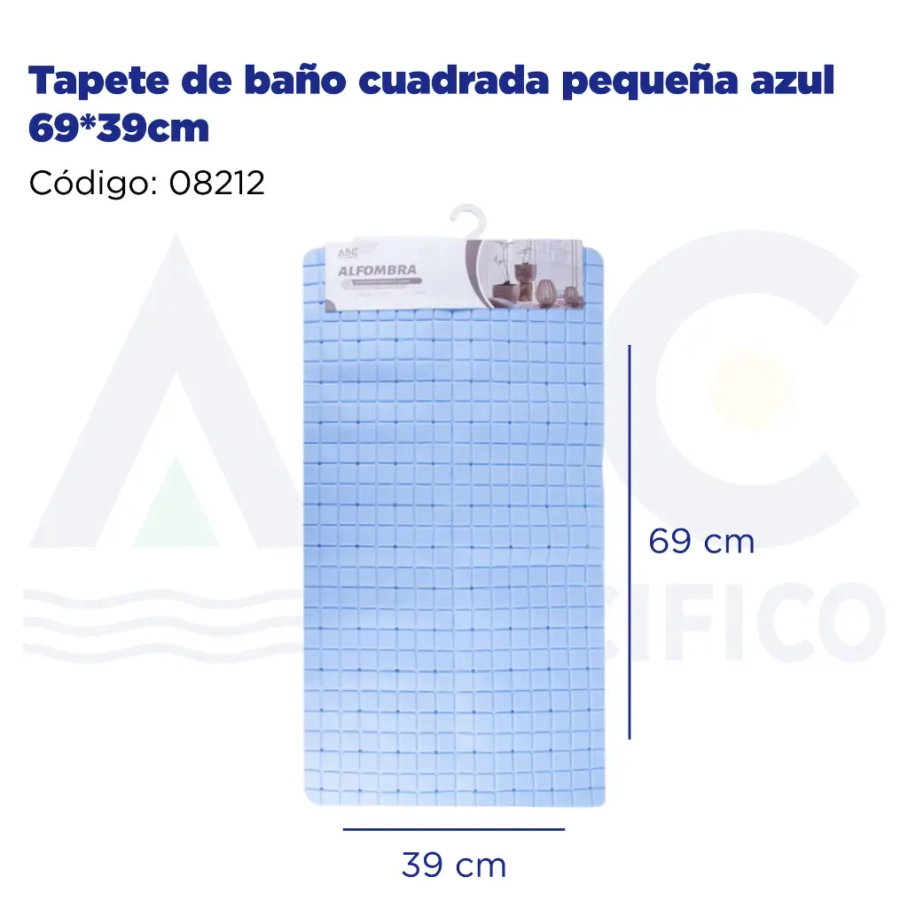 Tapete de baño cuadrada pequeña azul 69*39cm