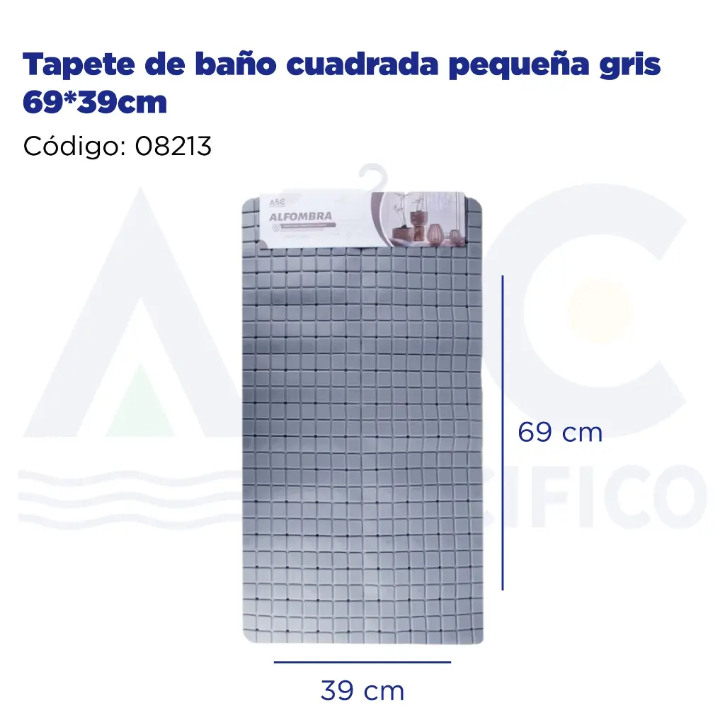 Tapete de baño cuadrada pequeña gris 69*39cm