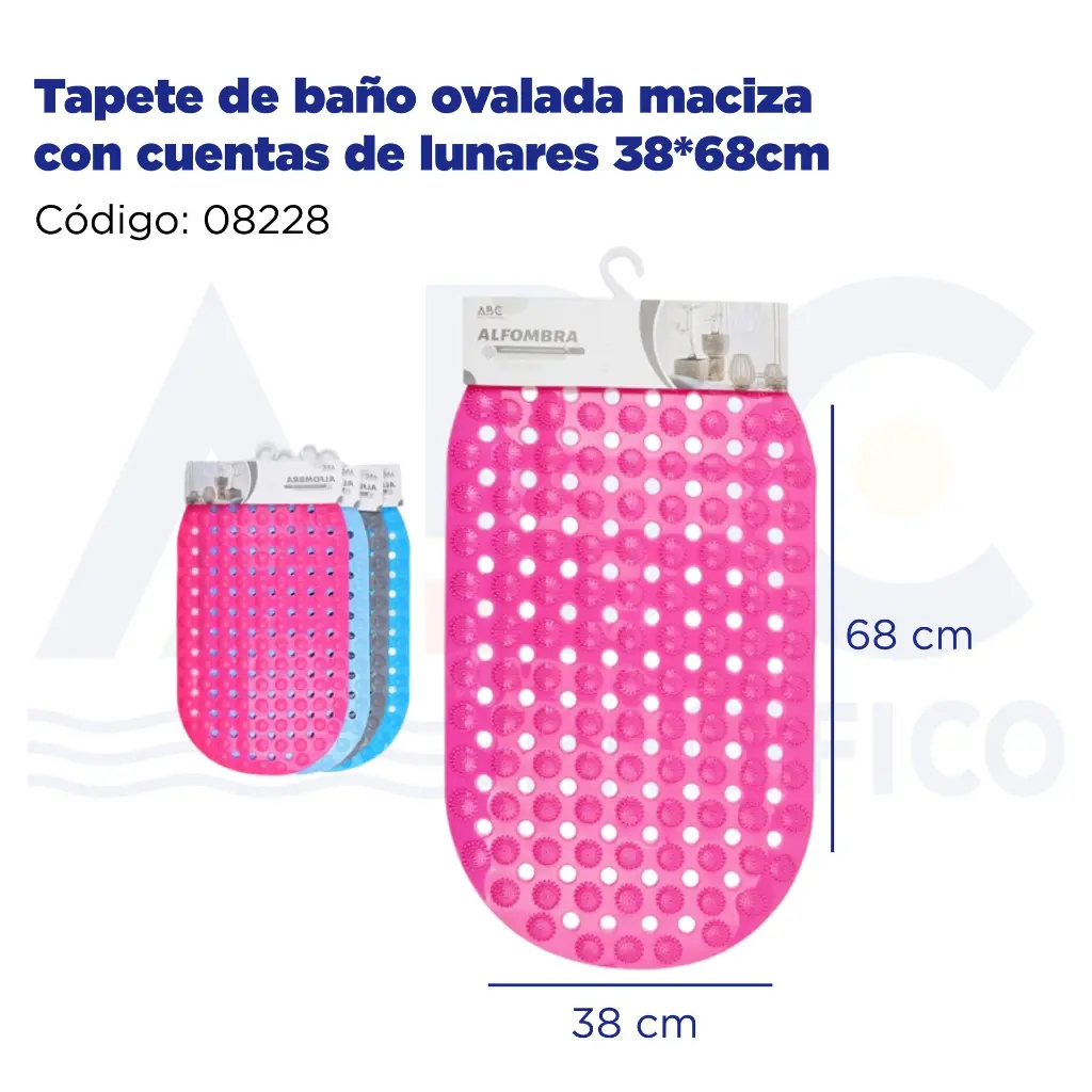 Tapete de baño ovalada maciza con cuentas de lunares 38*68cm